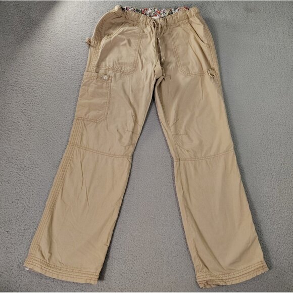 Koi Kathy Peterson Scrub Pants Womens Small Beige Cargo Utility Workwear - Picture 1 of 12